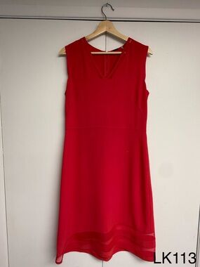 Elie Tahari Mirella Red Silk Trim Sheath Dress Size 10 MSRP $378